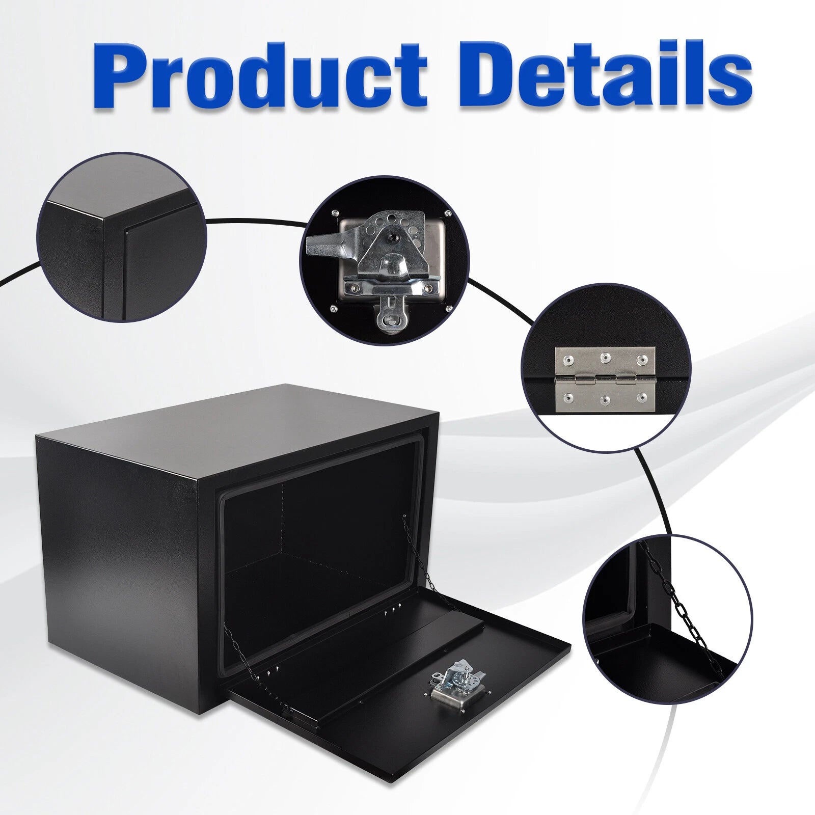 30" x 18" x 18" Black Steel Tool Box for Pickup Truck (Fits Most Models)