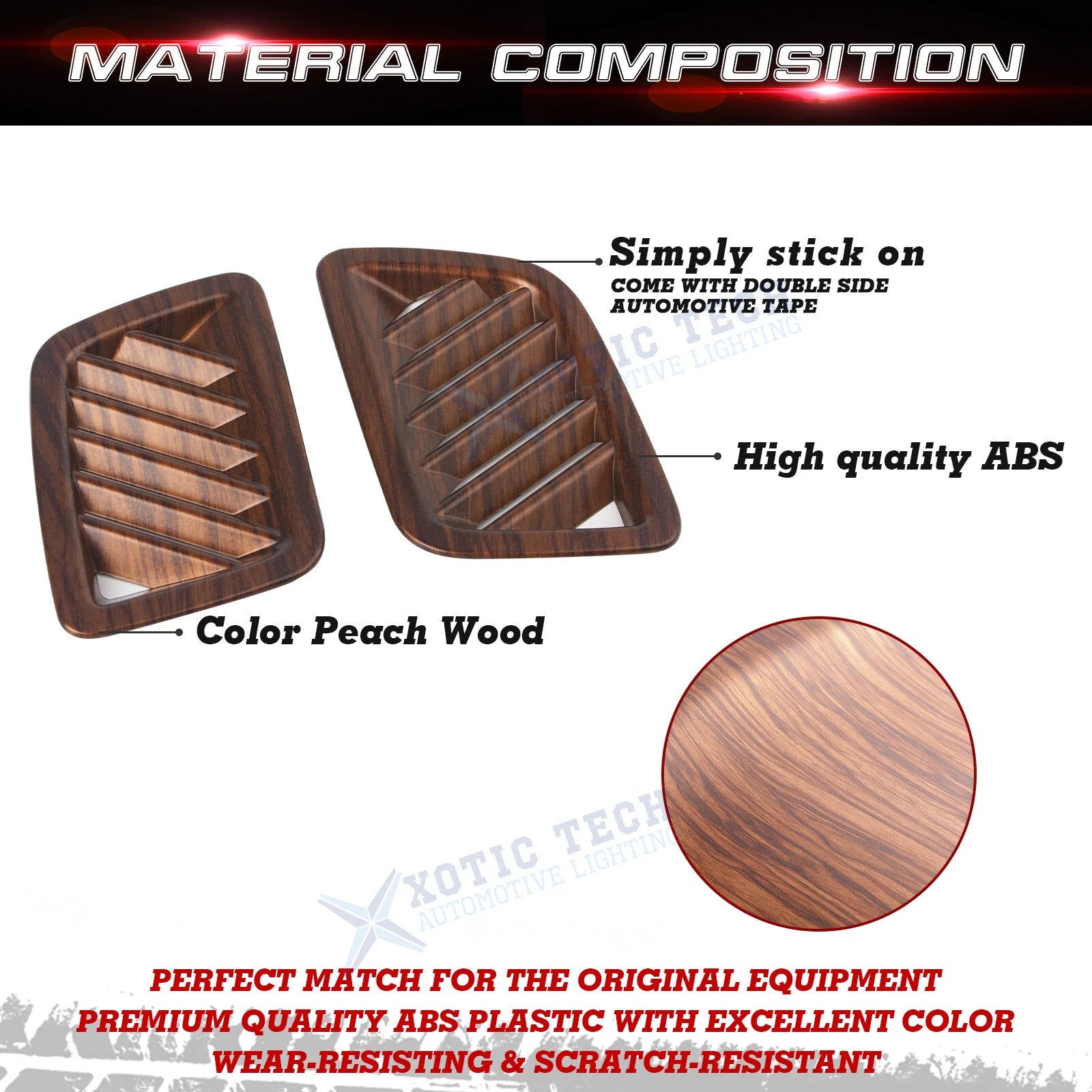 Peach Wood Pattern Dashboard AC Vent Outlet Frame Cover for Honda CR-V (2017-2022)