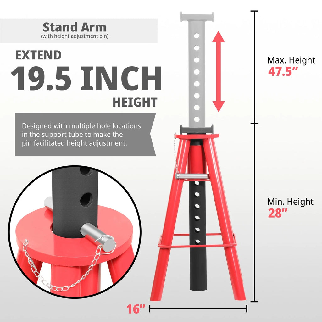 10 Ton Heavy Duty Steel Jack Support Stand for Car Truck (28-47.5")
