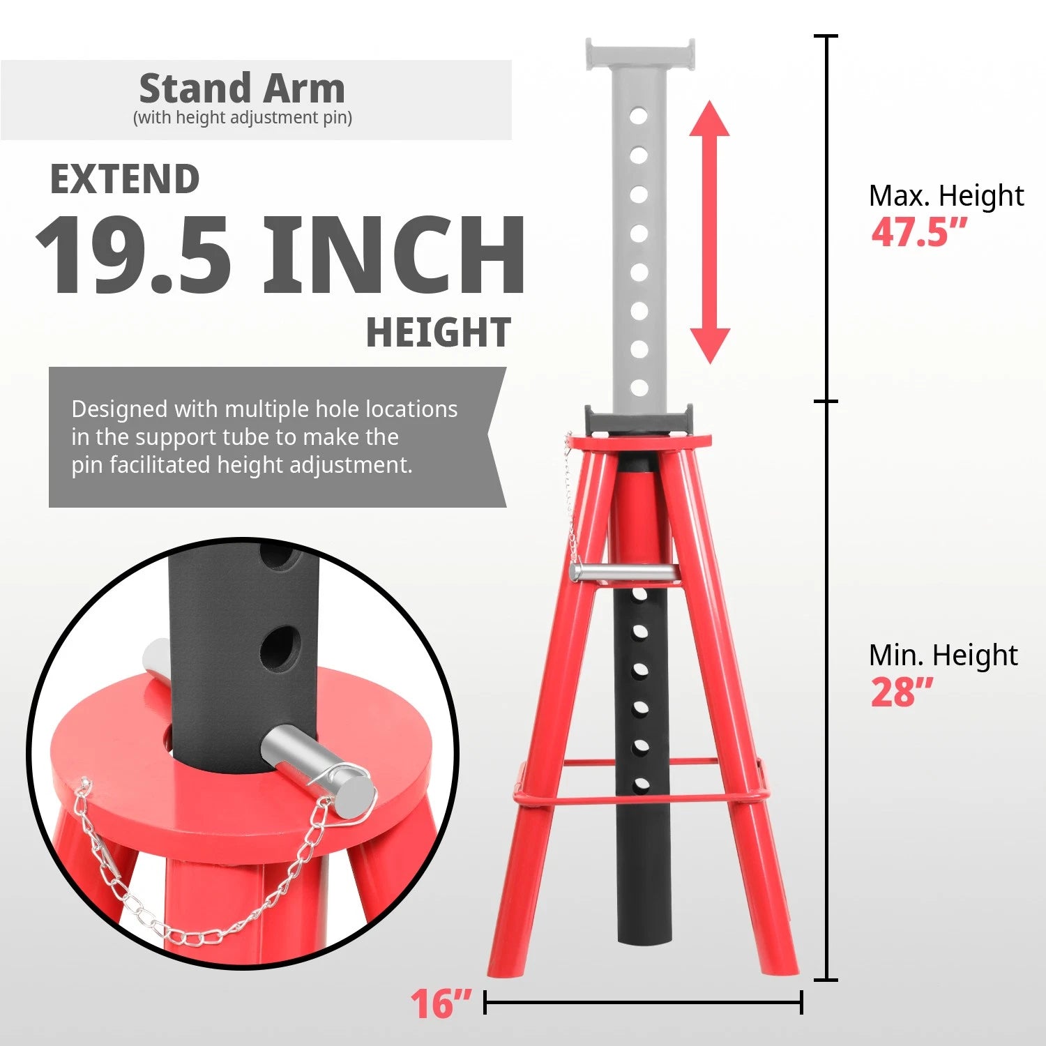 10 Ton Heavy Duty Steel Jack Support Stand for Car Truck (28-47.5")