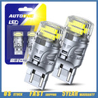 Set of 2 7443 7440 LED White Reverse Stop Turn Signal Bulbs for