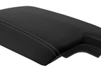 Leather Console Lid Armrest Cover for Subaru Crosstrek (2018–2020) Black Purple Stitch