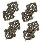 Set of 6 Antique Hollow Flower Hinges for Jewelry Chest Cabinet Door