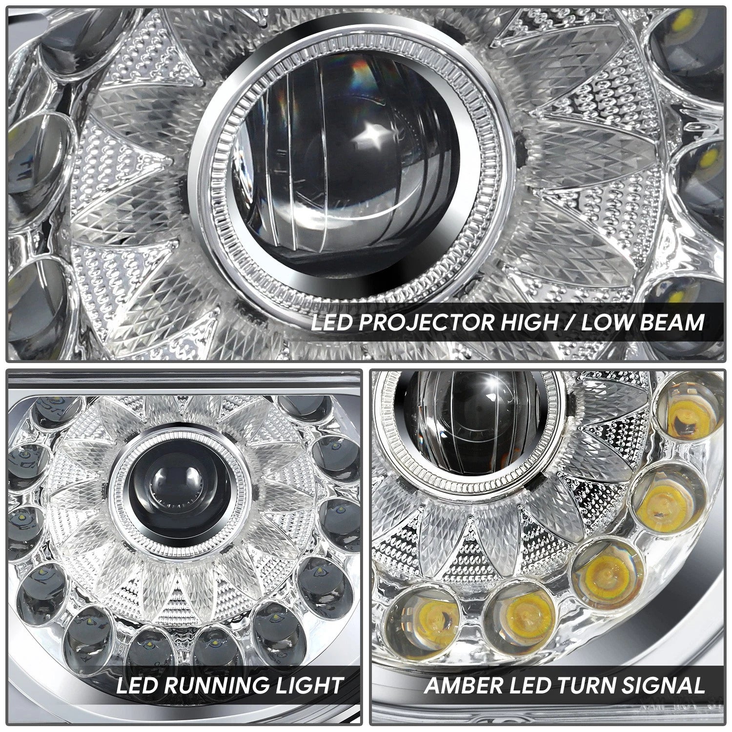 Chrome Housing Amber Corner LED Projector Headlights for Dodge Challenger (2008–2014)