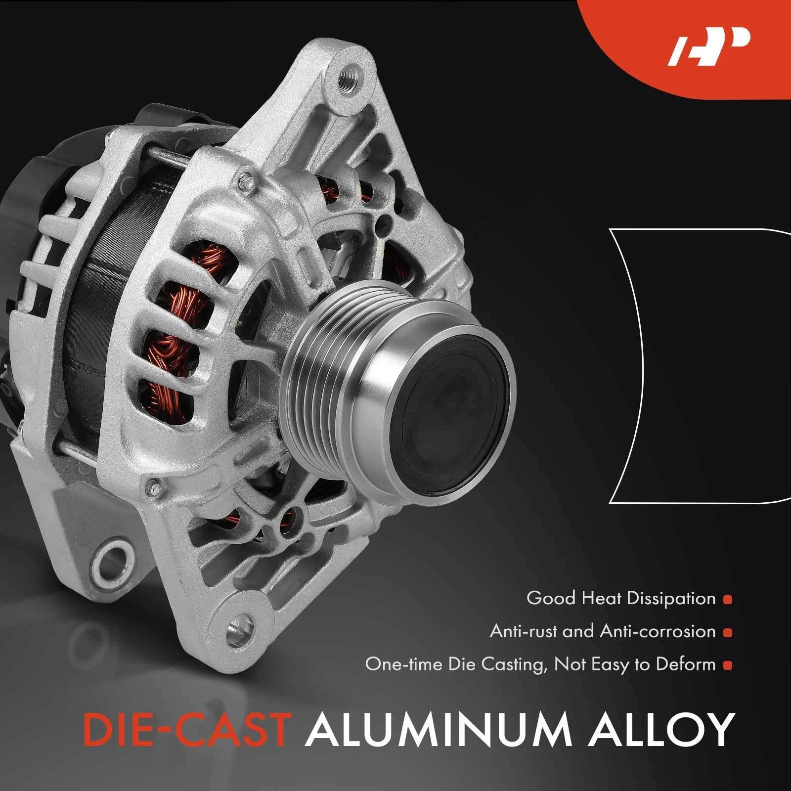 Alternator for Kia Soul (2012–2013) 90A 12V CW 6-Groove Pulley Included