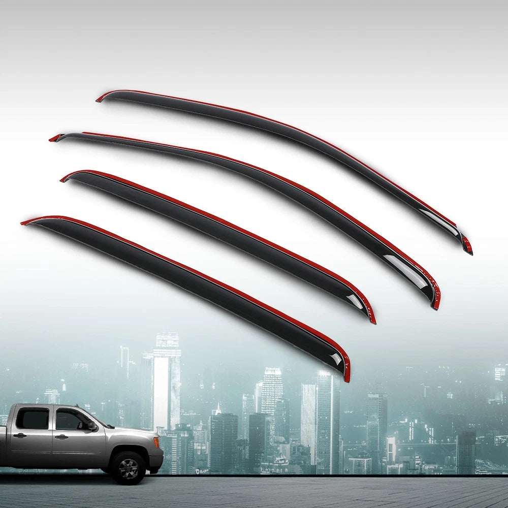 Set of 4 Window Visors for Chevy Silverado GMC Sierra Crew Cab