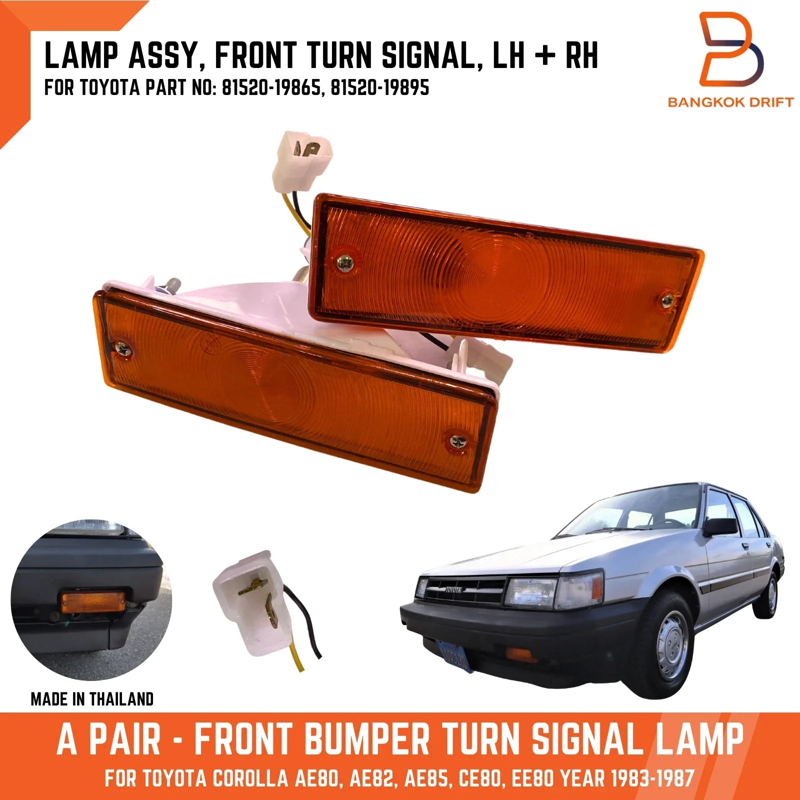 Front Bumper Indicator Parking Lights for Toyota Corolla (1983-1987)
