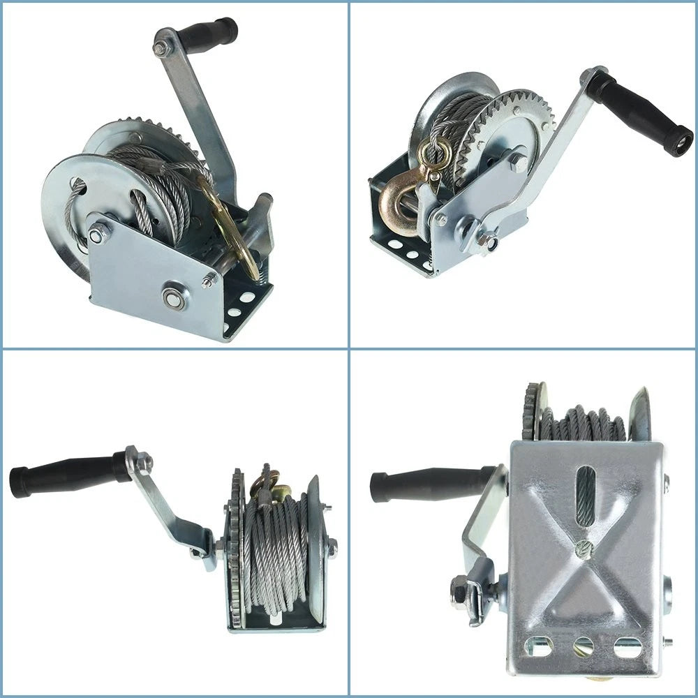 Manual Crank Winch for Truck 1500 lbs with 5.0mm x 10m Rope