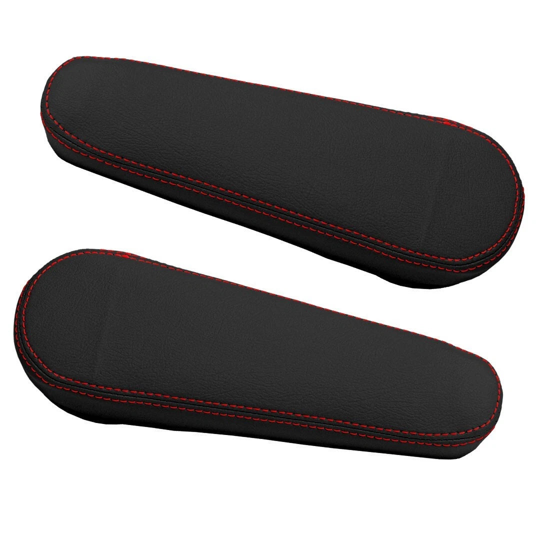 Leather Synthetic Armrest Cover for Honda Element (2005–2011) Black Red Stitch