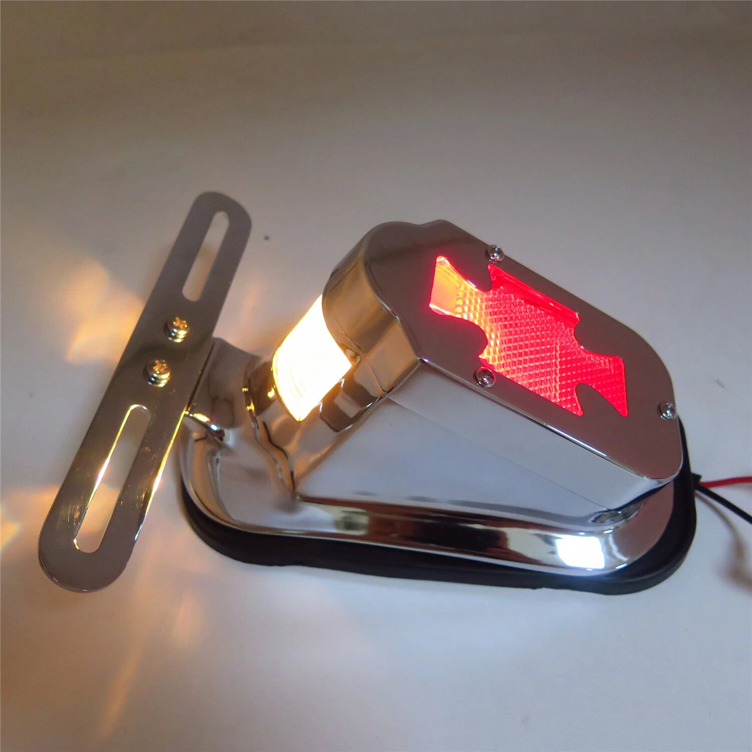 Chrome Red Brake Tail Light Signals for Harley FLSTN Deluxe Springer (2005–2017)