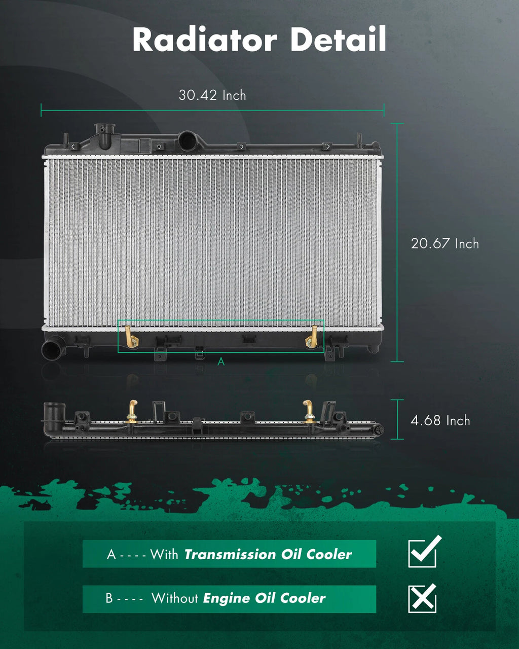 CU2777 Aluminum Radiator for Subaru Crosstrek Forester Impreza Legacy Outback (2013–2021)