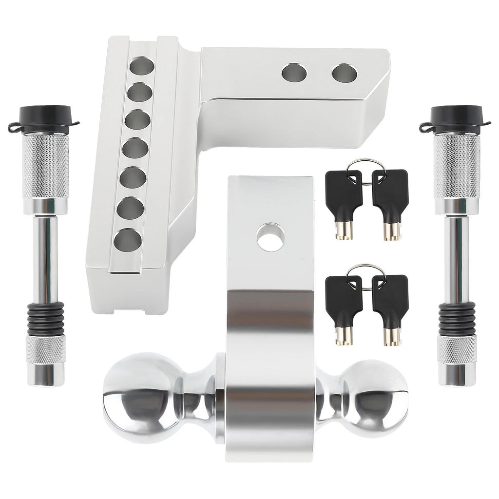 Dual Ball 6in Drop Adjustable Trailer Tow for 2" Receiver (Lock Included)