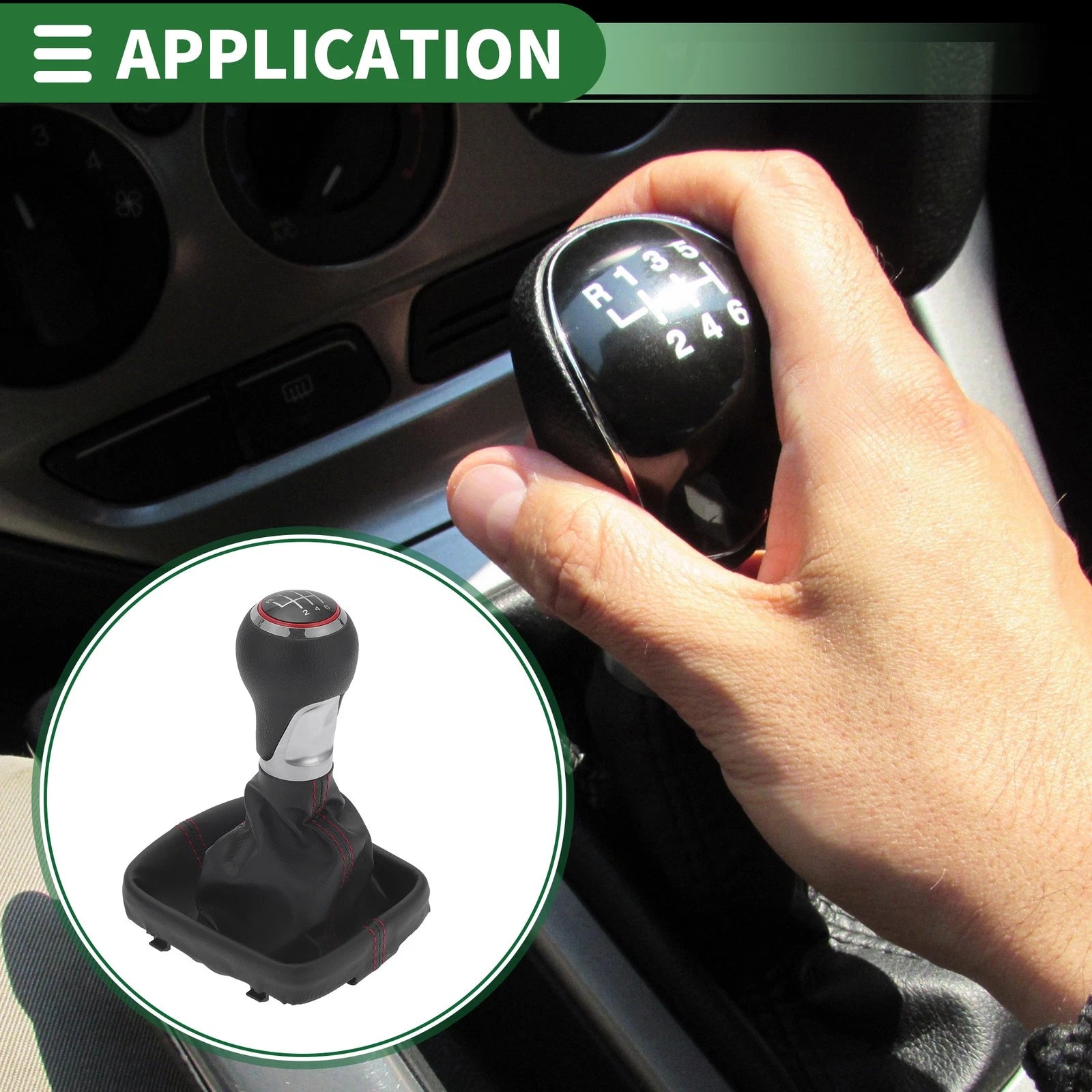 6 Speed Shift Knob with Cover for Audi A3 8P (2003–2013) Chrome Red Black