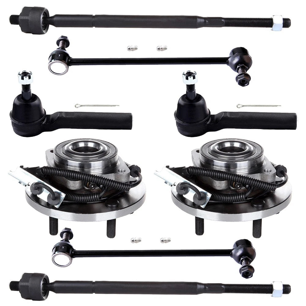 Set of 8 Front Wheel Bearing Hub Tie Rod Ends for Dodge Grand Caravan (2008–2016)