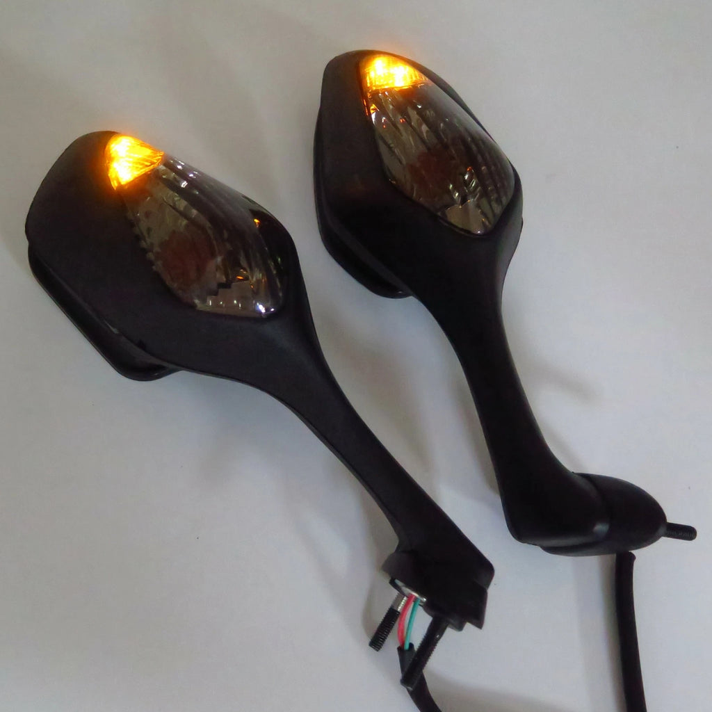 Black Smoke Side Mirrors with Turn Signals for Honda CBR 1000RR (2008–2012)