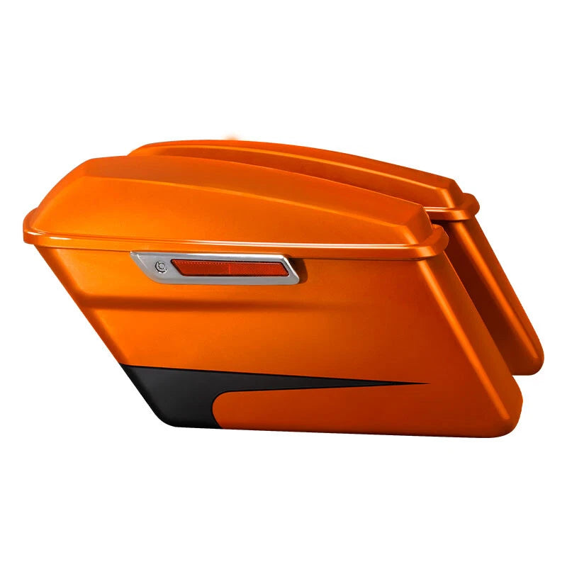 Hard Saddlebags for Harley Street Glide (2014–2024) - Scorched Orange/Black Denim