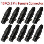Set of 10 3 Pin Female Connectors for Automotive Applications