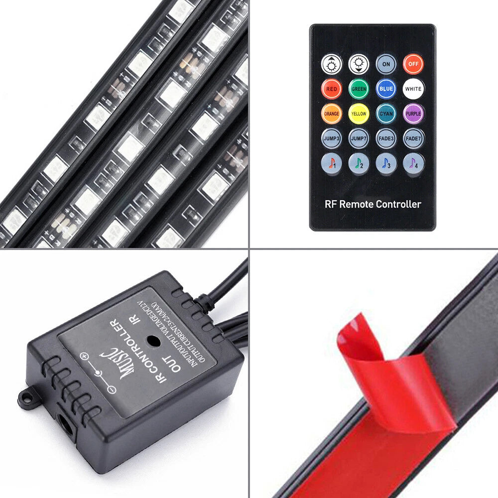 4X RGB Under Car Strip Light Kit for Universal Vehicles