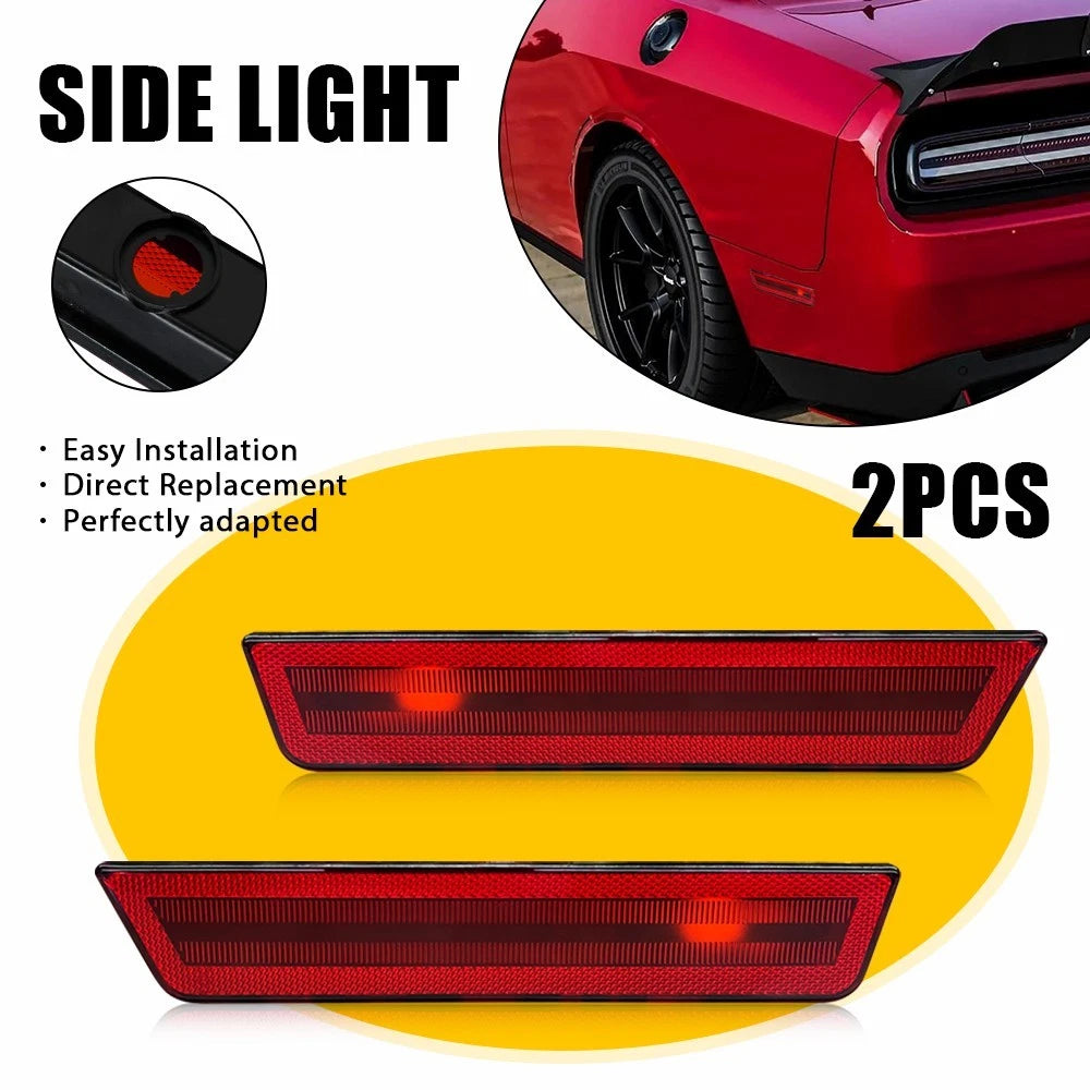 Smoked Red Rear Bumper Side Marker Light for Dodge Challenger (2008–2014)