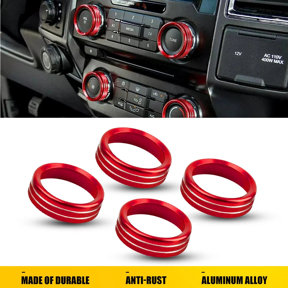 Air Condition Audio Switch Knob Trim Cover Red for Ford F150 (2015–2020)