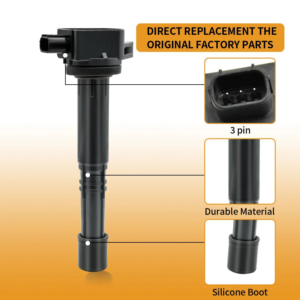 Set of 4 Ignition Coils & 4 Spark Plugs for Honda CR-V Civic Element Acura CSX (UF311)