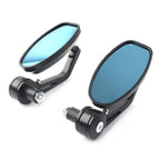 Set of 2 Rear View Side Mirrors for Motorcycle (7/8" Handle Bar End) Black Aluminum