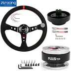 14" Steering Wheel + Black Quick Release + 131H Hub Adapter for Honda Civic CR-V