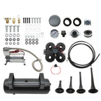 Train Horn Kit 4 Trumpets with 1.5G Air Tank 150PSI for Truck Car