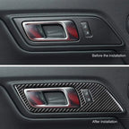 Carbon Fiber Interior Door Handle Trim Covers for 2015-2022 Ford Mustang