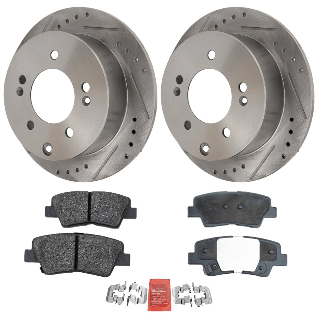 Rear Brake Disc Rotors and Pads Kit for Kia Soul (2010–2013)