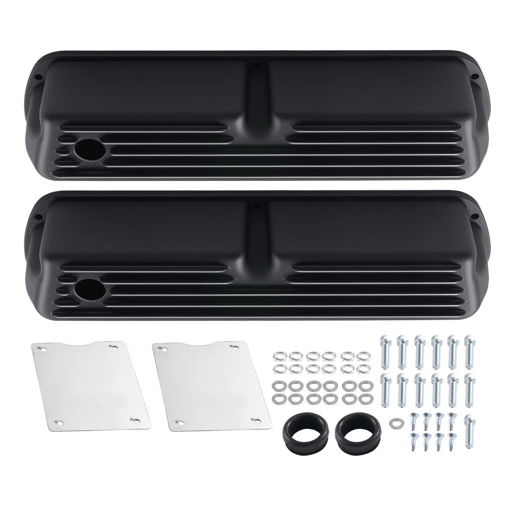 Aluminum Valve Covers for Ford 289 302 351W 5.0L (1962–1985) Black Finned