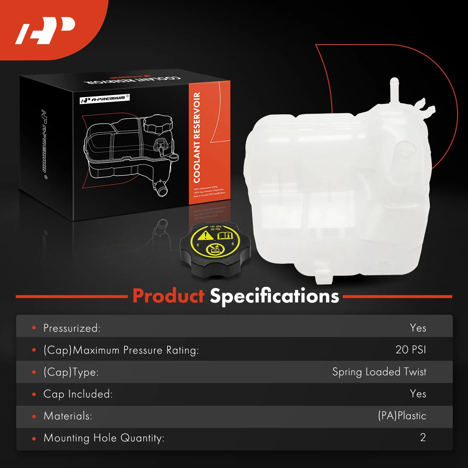 Engine Coolant Reservoir Expansion Tank with Cap for Chevy Cruze (2011–2016)