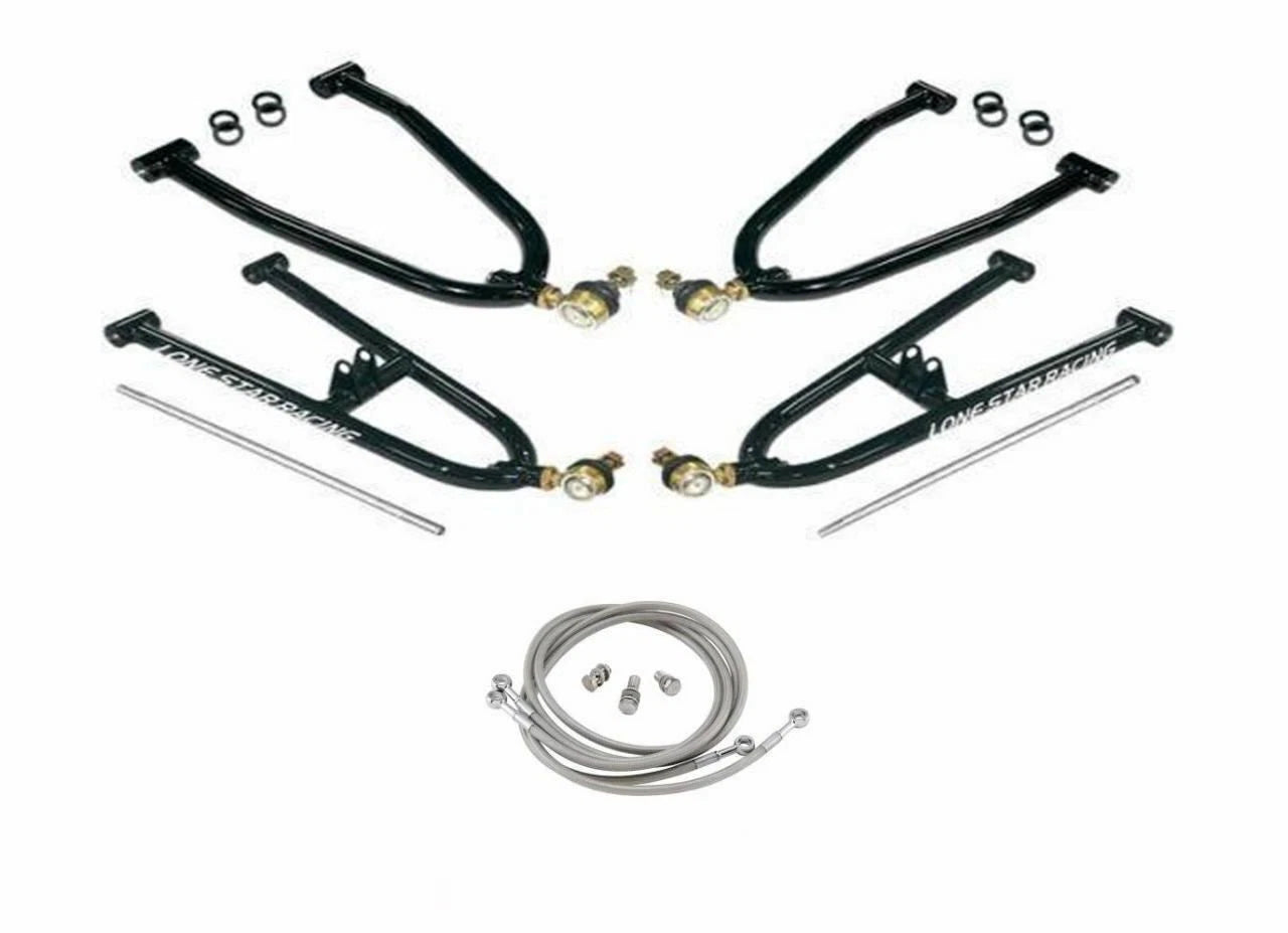 Lonestar Sport Extended A-Arms +2" Wider + Streamline Brake Lines for Honda TRX250R (1986–1989)