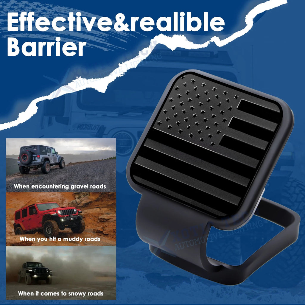 Universal Black Flag Tow Hitch Cover for 4-Way Flat Inserts (2") (-)