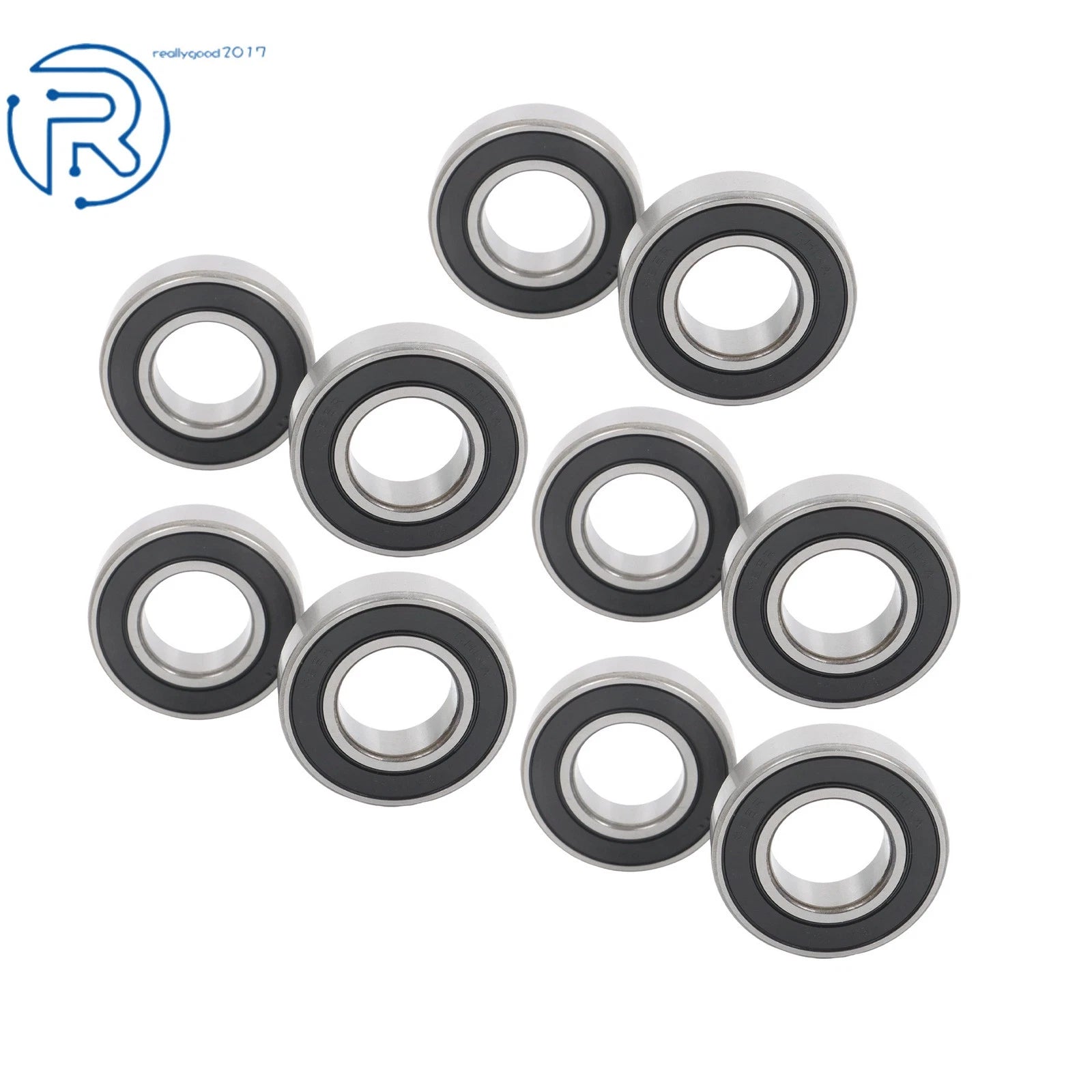 Set of 10 Ball Bearings with Double Rubber Seals 1x2x9/16"