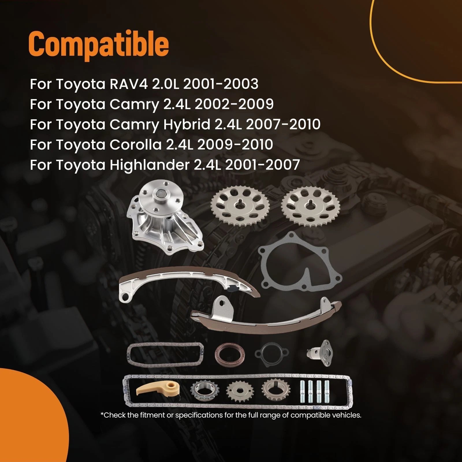 Engine Timing Chain Kit for Toyota Solara 2.4L (1999–2003) 13521-0H010 13540-0H010
