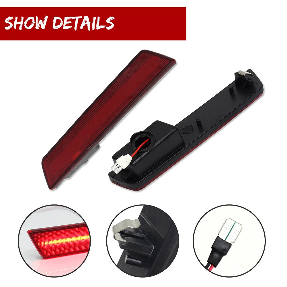 Set of 2 Red Lens LED Rear Bumper Side Marker Lights for Dodge Challenger
