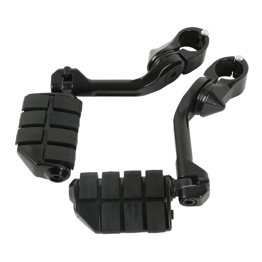 1-1/4" Black Highway Engine Guard Foot Pegs for Harley Touring