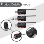 10pcs Micro-Switch SPDT Long Straight Hinge Lever Type V-153-1C25
