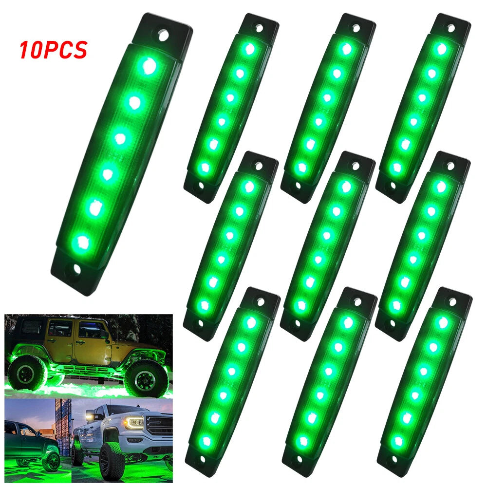 10x Smoked Green LED Rock Lights for Jeep