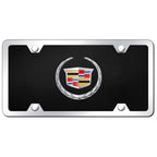 Chrome New on Black Acrylic License Plate Kit - Officially Licensed for Cadillac