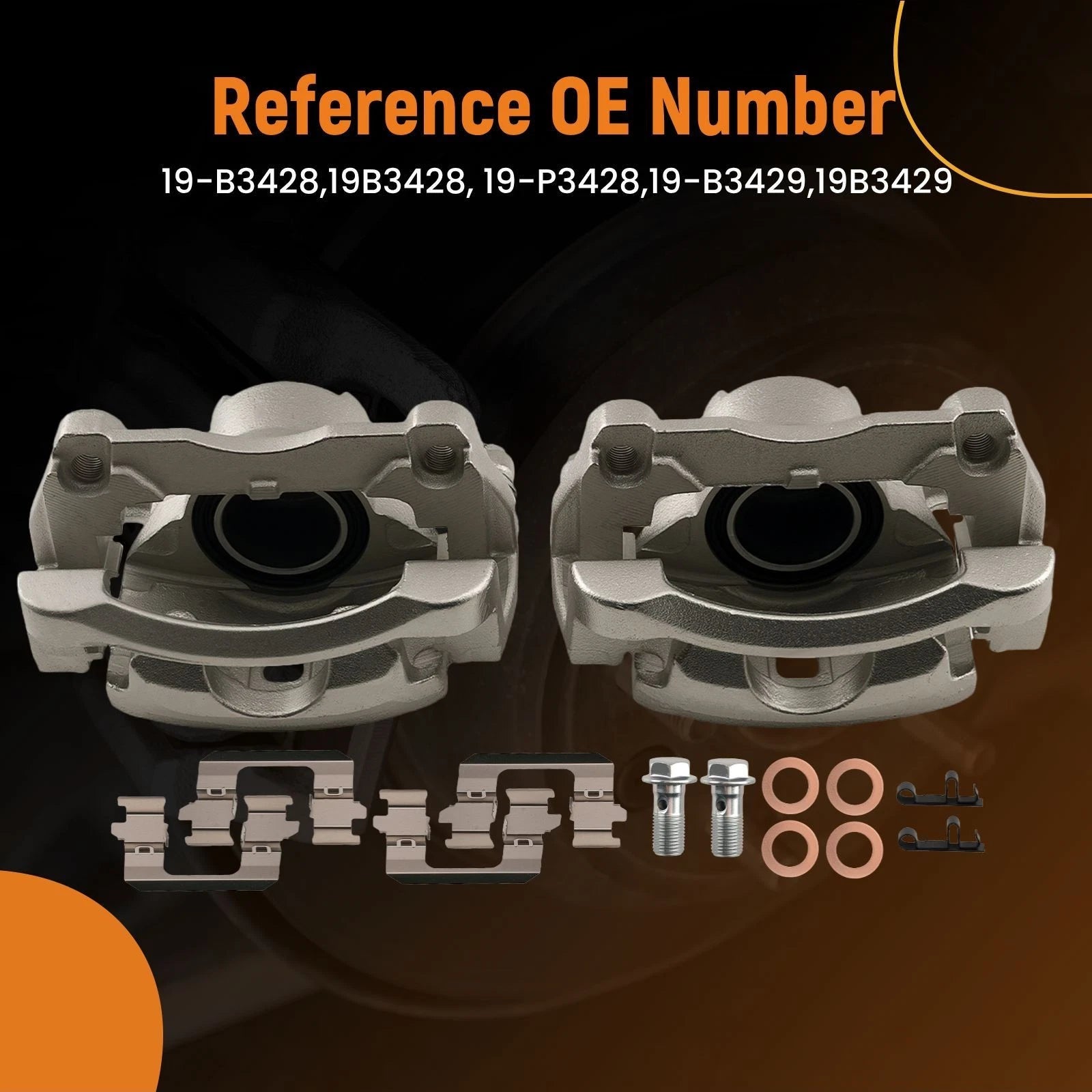 Front Brake Caliper Kit w/Bracket for Nissan Rogue Select (2014–2015) 19-B3428