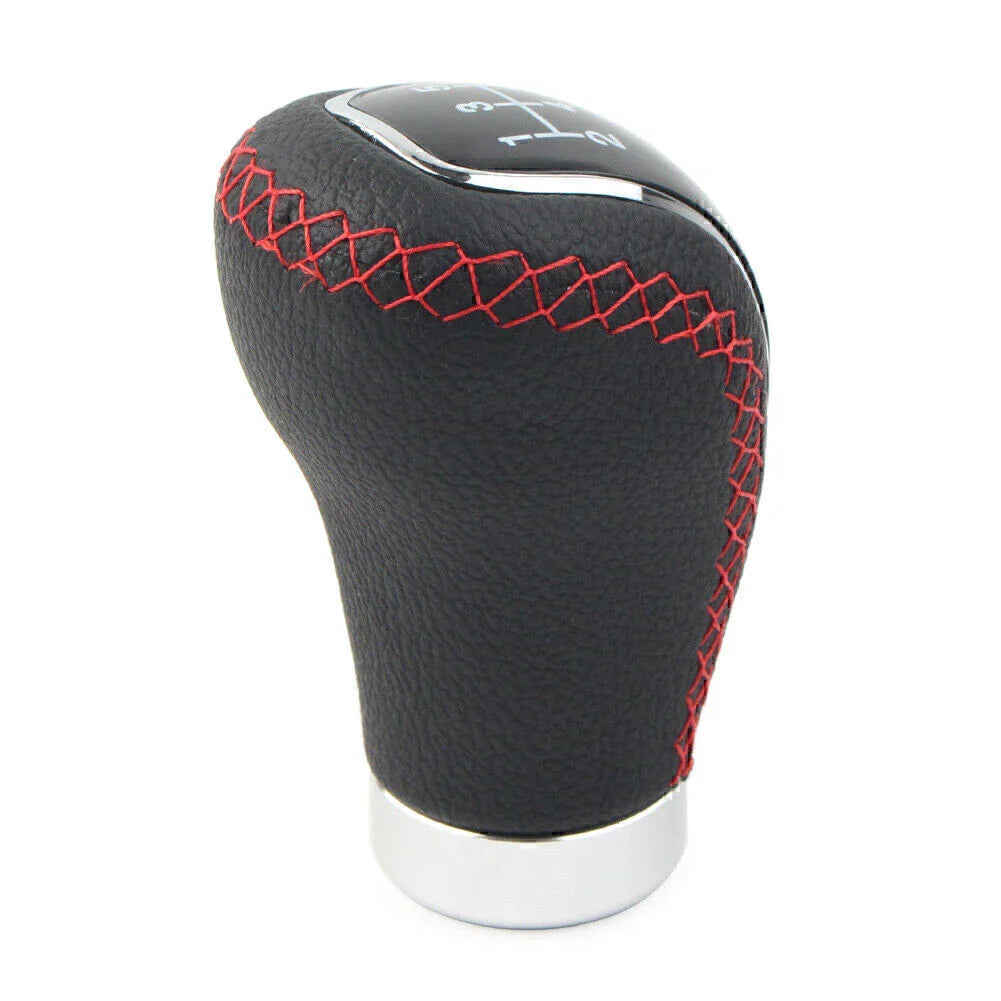 Black 5 Speed Leather Manual Gear Shift Lever Head for Car