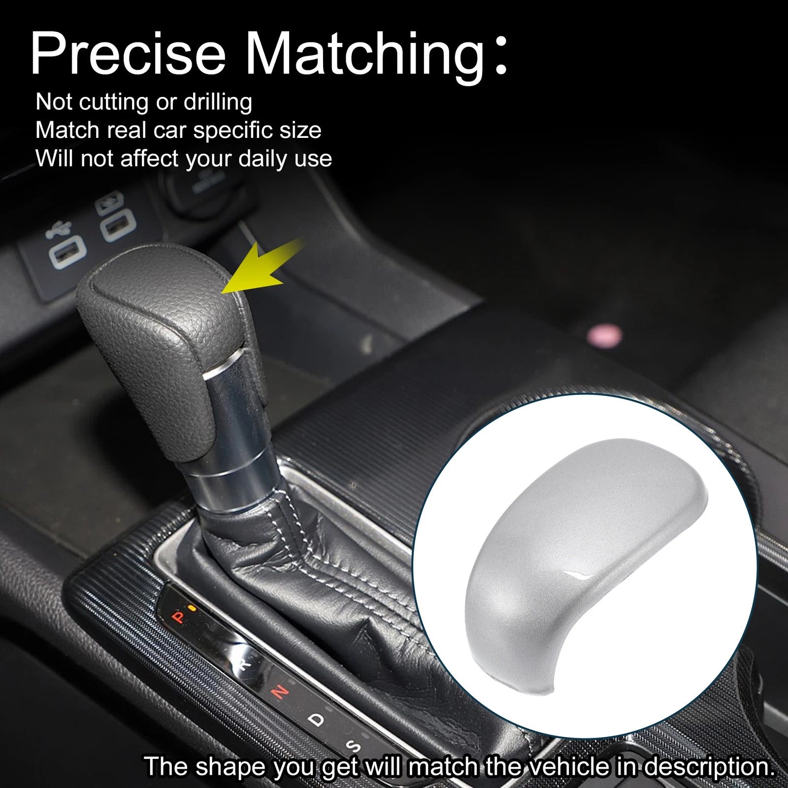 ABS Gear Shift Knob Cover Sticker for Honda Civic (2021–2023) Silver Tone