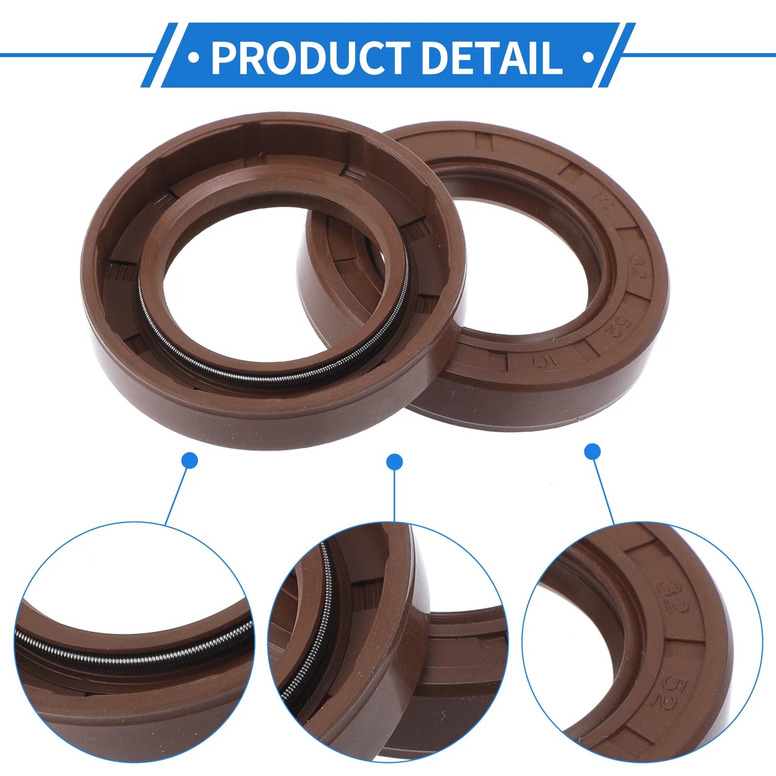 2X Oil Seal Rotary Shaft Seal FKM Rubber 32x52x10mm for Various Models 