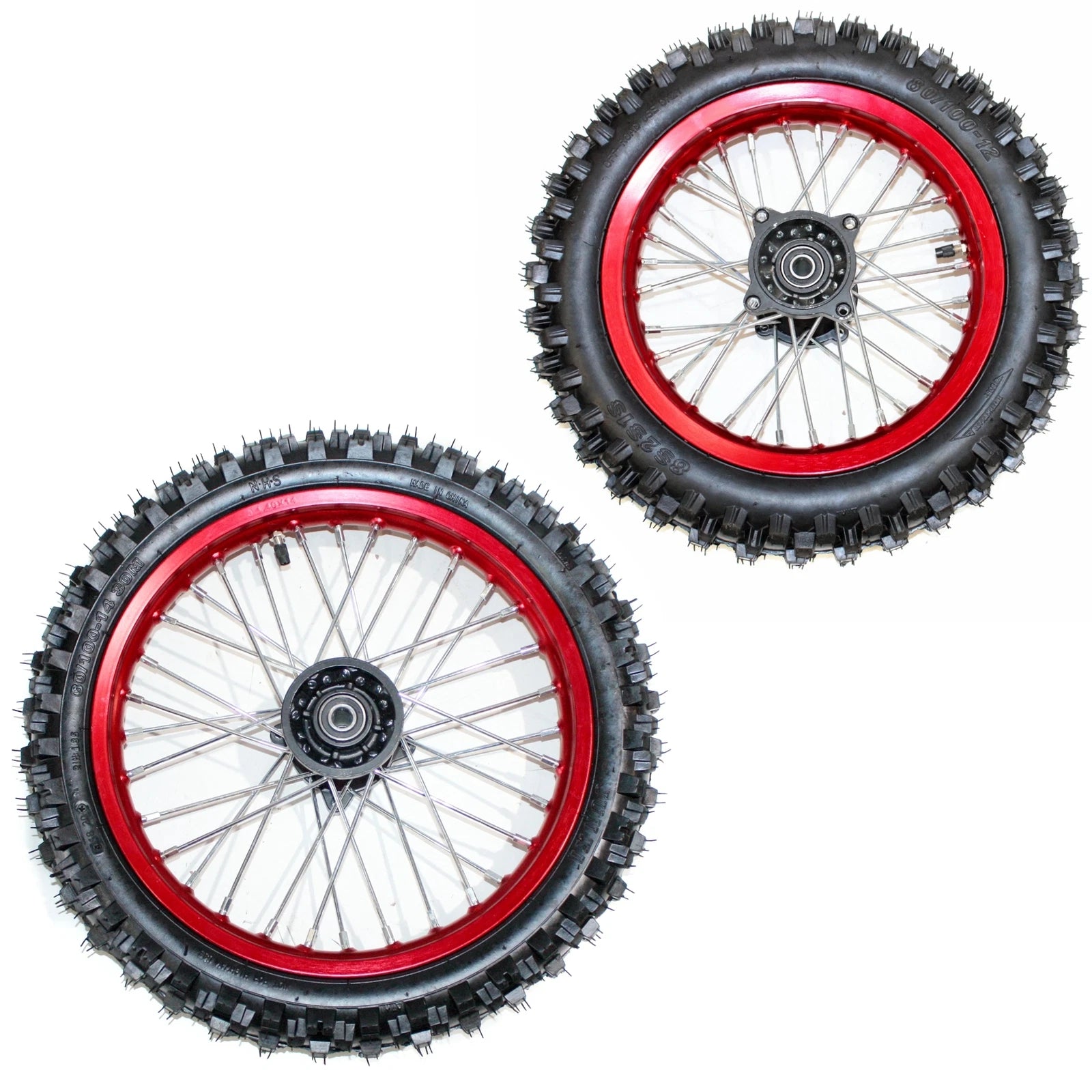 12mm Front + 15mm Rear Wheel Rim Tire for PIT PRO Dirt Bike (14" + 12")