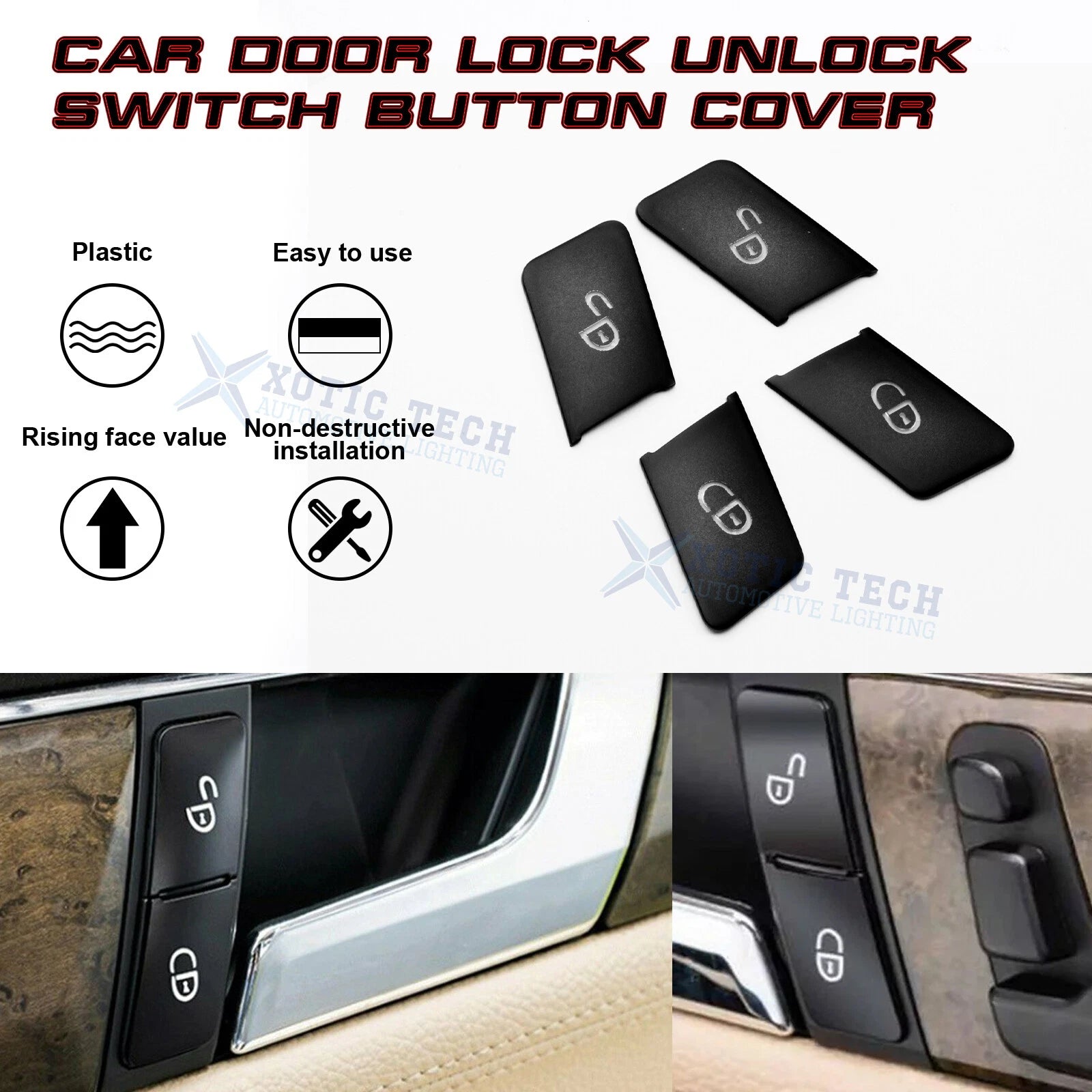 Door Lock Switch Cover Trim for Mercedes-Benz C-Class (W204) & E-Class (W212)