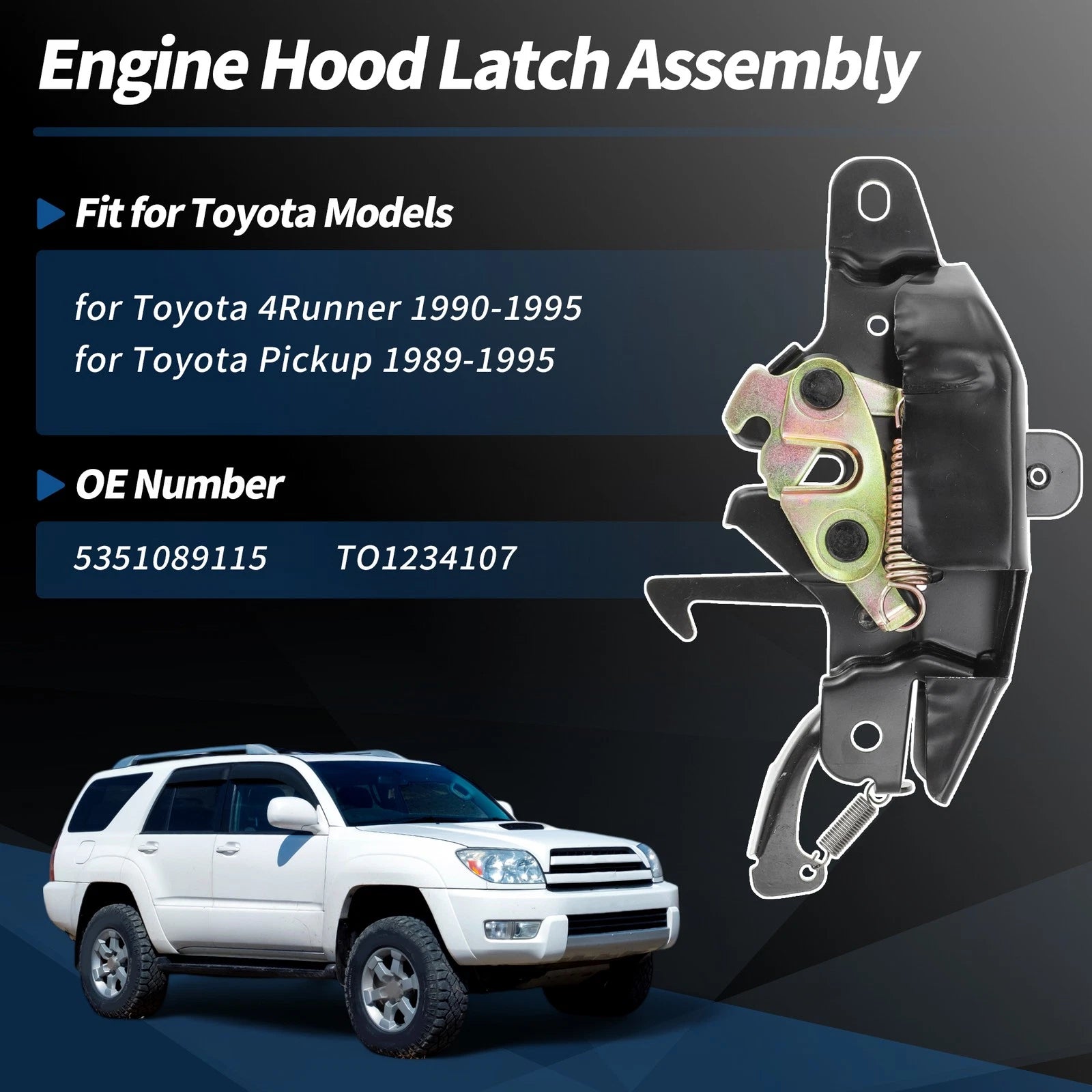Hood Latch Assembly for Toyota 4Runner (1990–1995) No. 5351089115