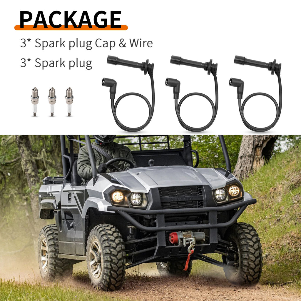 Spark Plug & Cap Wire Kit for Kawasaki Mule PRO-FX (2015-2023)