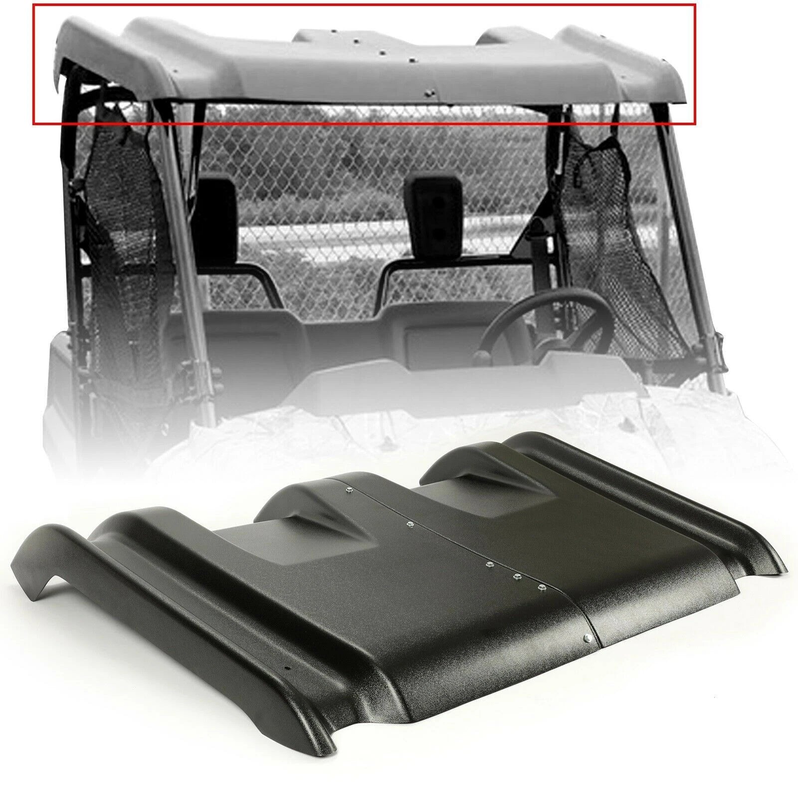 Clear Flip Front Windshield + Black Hard Top Roof for Honda Pioneer 700 (2014–2025)